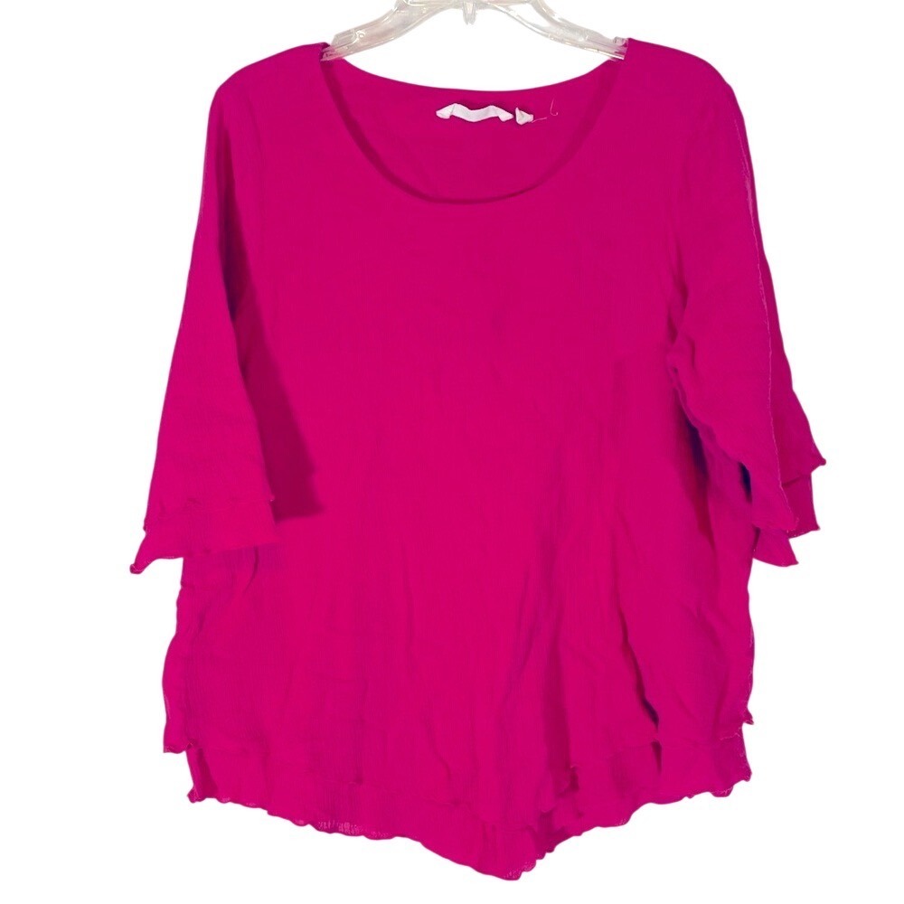 Soft Surroundings Siesta Key Pink‎ Layered Guaze Top Size L